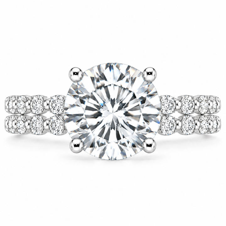 Marseille 6 Carat Round Lab-Grown Diamond 2-Piece Bridal Set in 14K White Gold