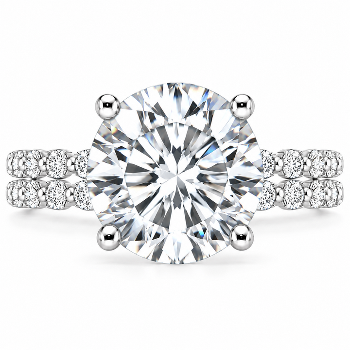 Marseille 7 Carat Round Lab-Grown Diamond 2-Piece Bridal Set in 14K White Gold