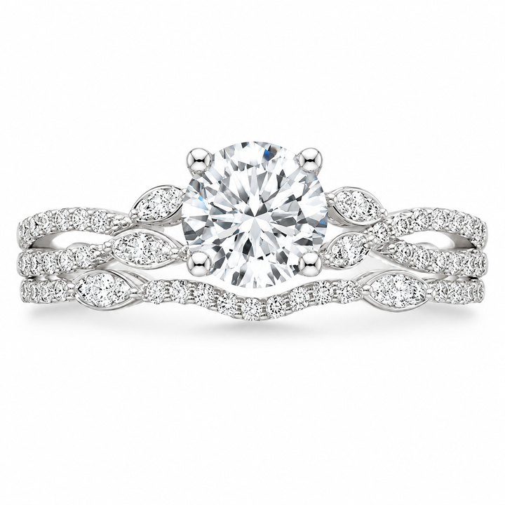 Luxe Willow 4 Carat Round Lab-Grown Diamond 2-Piece Bridal Set in 14K White Gold