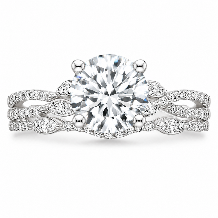 Luxe Willow 5 Carat Round Lab-Grown Diamond 2-Piece Bridal Set in 14K White Gold