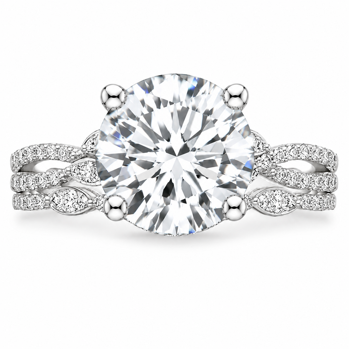 Luxe Willow 7 Carat Round Lab-Grown Diamond 2-Piece Bridal Set in 14K White Gold
