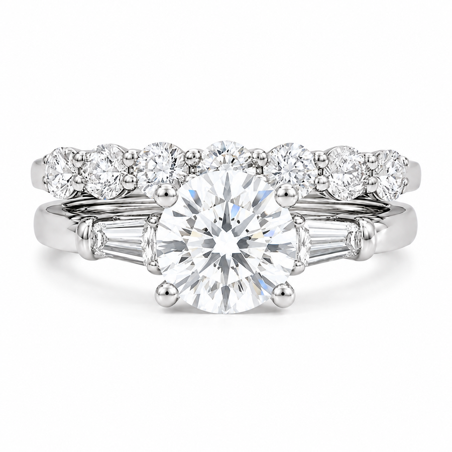 5 CT Round Cut Lab-Grown Diamond 2-Piece Bridal Set in 14K White Gold