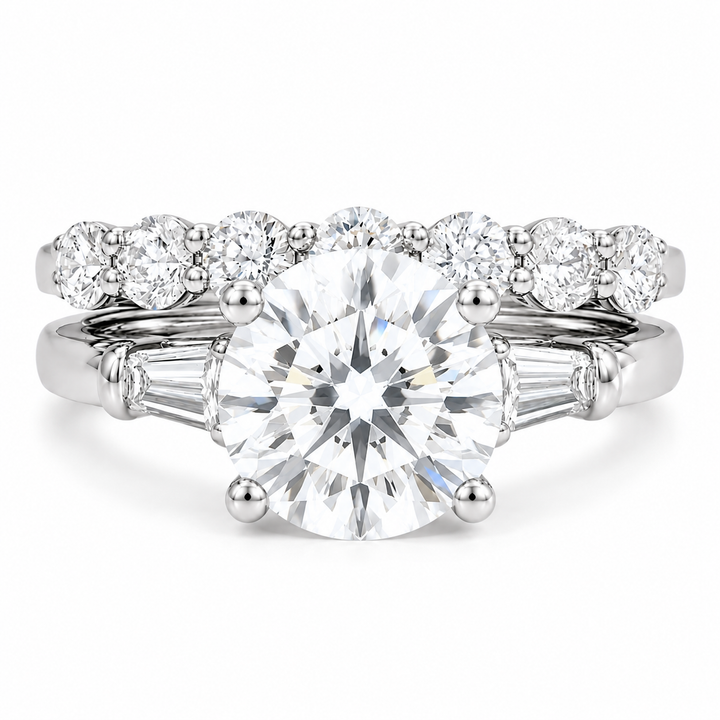 6 Carat Round Cut Lab-Grown Diamond 2-Piece Bridal Set in 14K White Gold