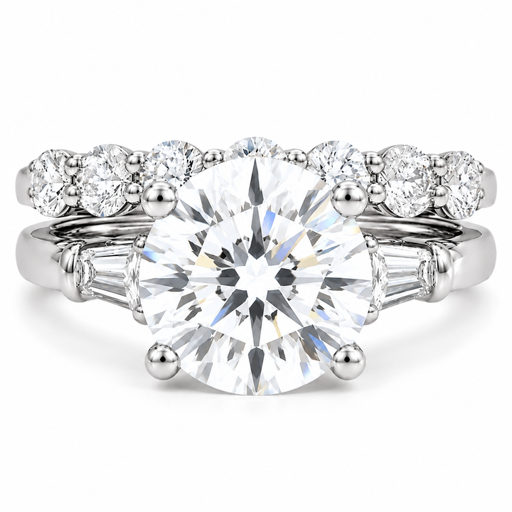 7 Carat Round Cut Lab-Grown Diamond 2-Piece Bridal Set in 14K White Gold