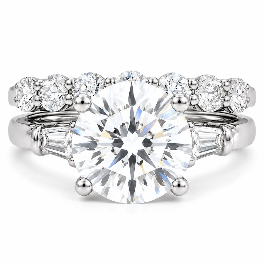 7 CT Round Cut Lab-Grown Diamond 2-Piece Bridal Set in 14K White Gold