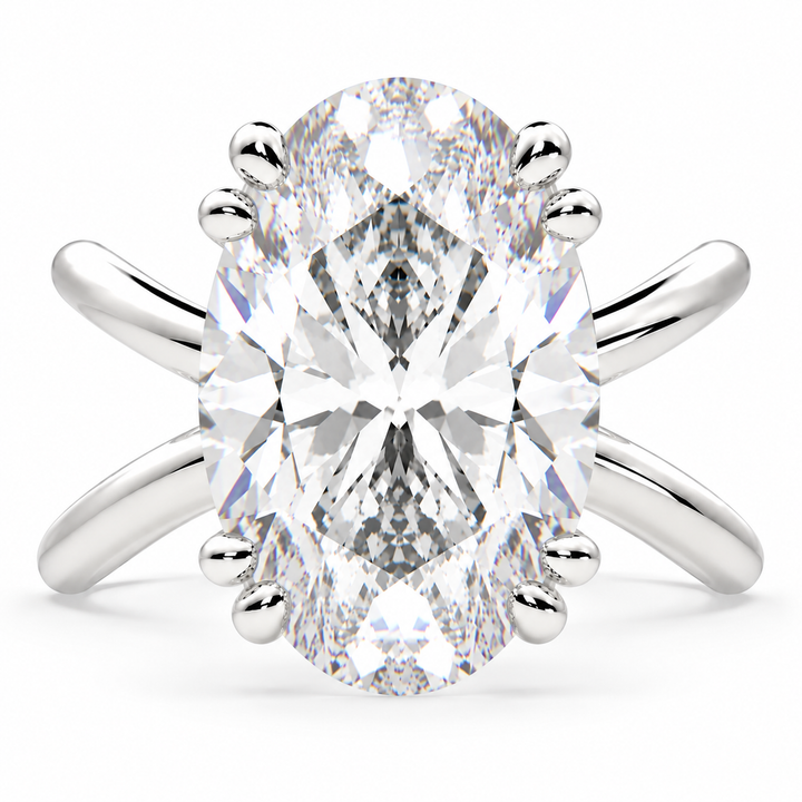 Tatiana 7 Carat Oval Cut Lab-Grown Diamond Solitaire Split Shank Engagement Ring