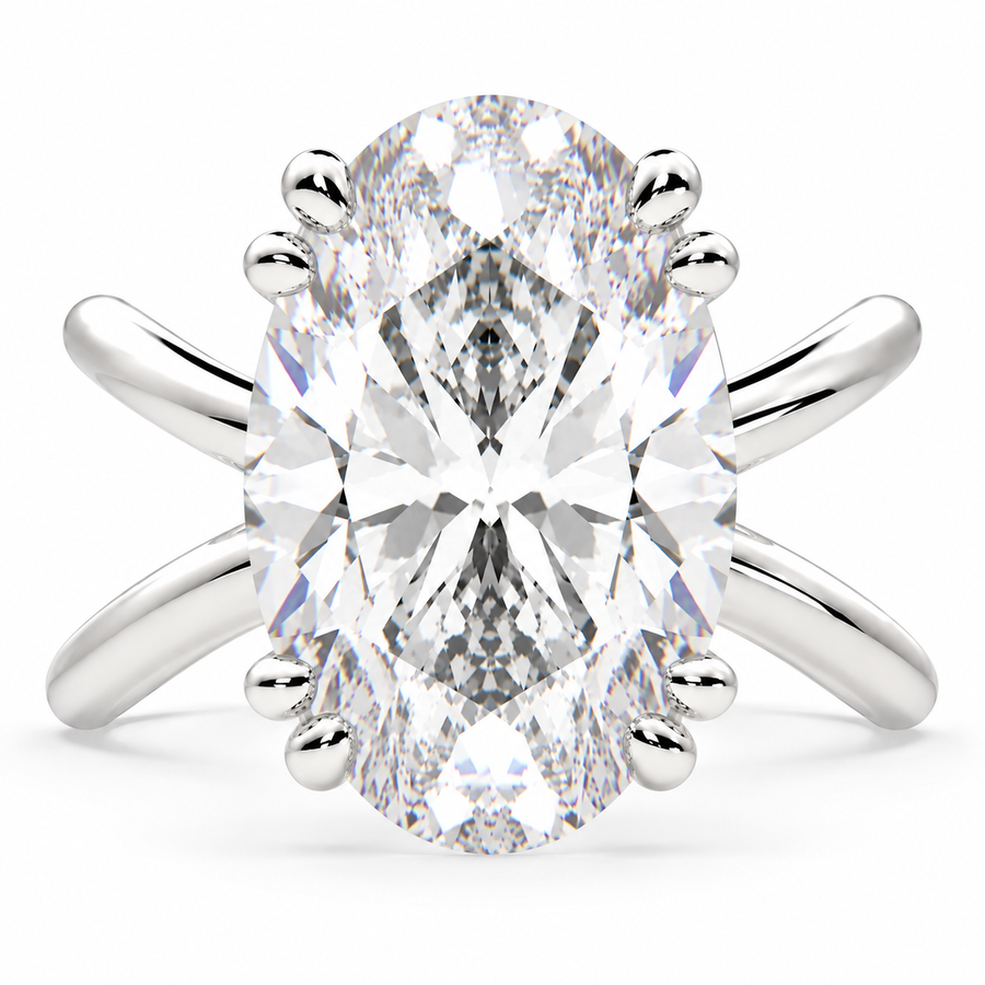 Tatiana 7 Carat Oval Cut Lab-Grown Diamond Solitaire Split Shank Engagement Ring