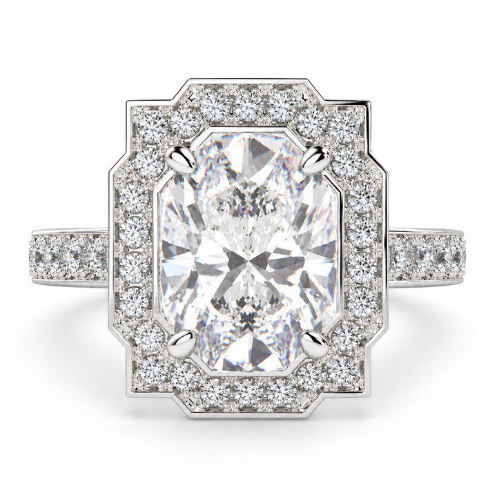Amalia 6 Carat Oval Cut Lab-Grown Diamond Halo Pavé Engagement Ring