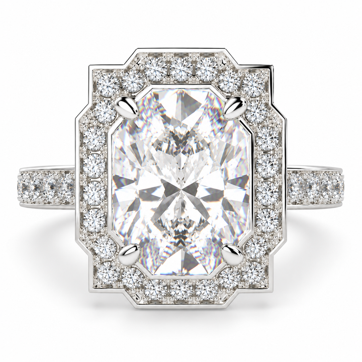 Amalia 7 Carat Oval Cut Lab-Grown Diamond Halo Pavé Engagement Ring