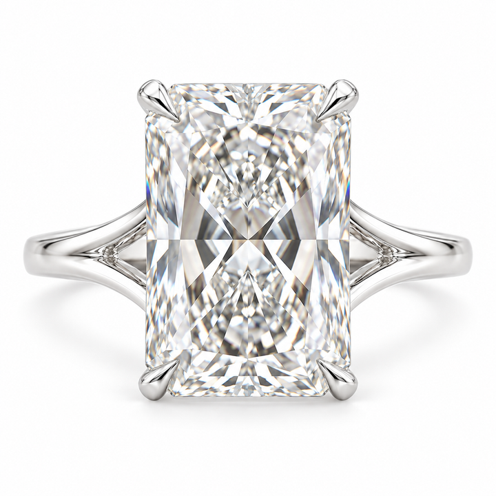 8 CT Radiant Cut Lab-Grown Diamond Solitaire Split Shank Engagement Ring