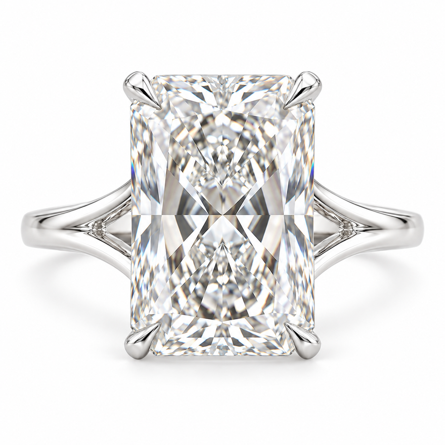 8 CT Radiant Cut Lab-Grown Diamond Solitaire Split Shank Engagement Ring
