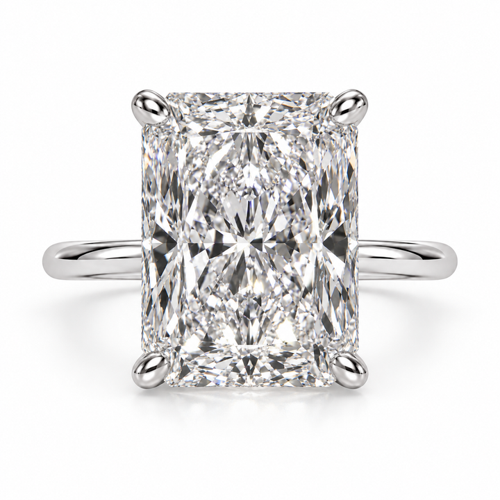 5 CT Radiant Cut Lab-Grown Diamond Cathedral Pavé Prong Engagement Ring
