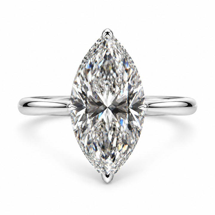 4 CT Marquise Cut Lab-Grown Diamond Hidden Halo Engagement Ring