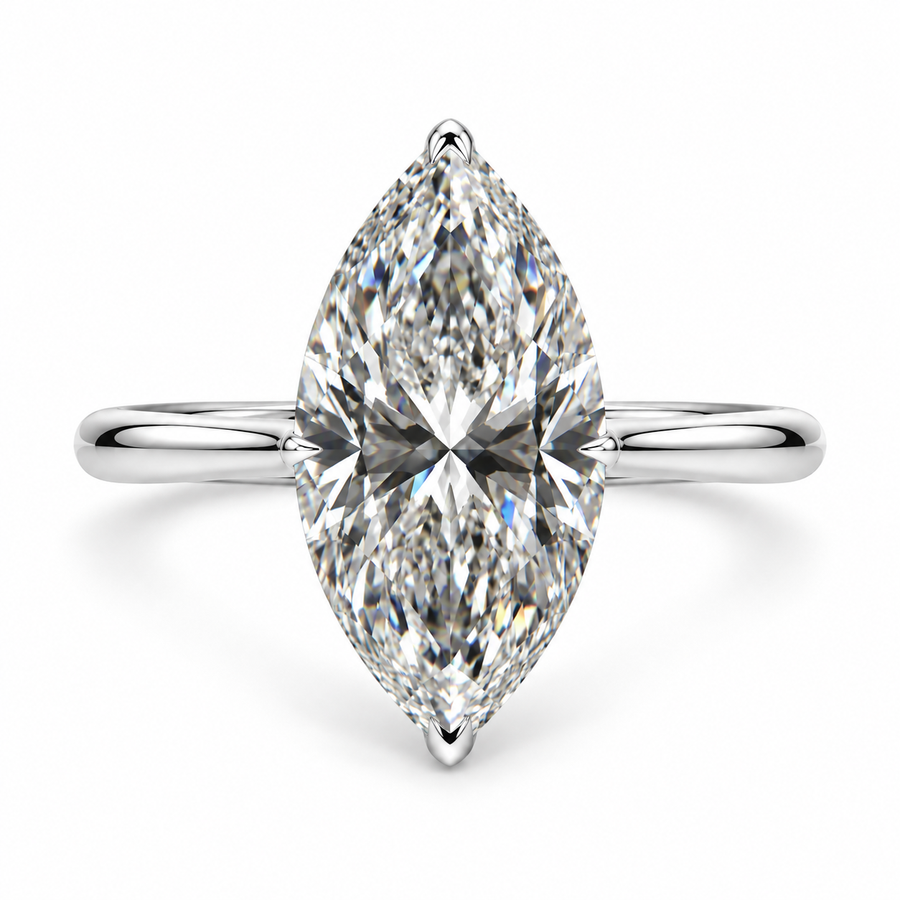 4 CT Marquise Cut Lab-Grown Diamond Hidden Halo Engagement Ring