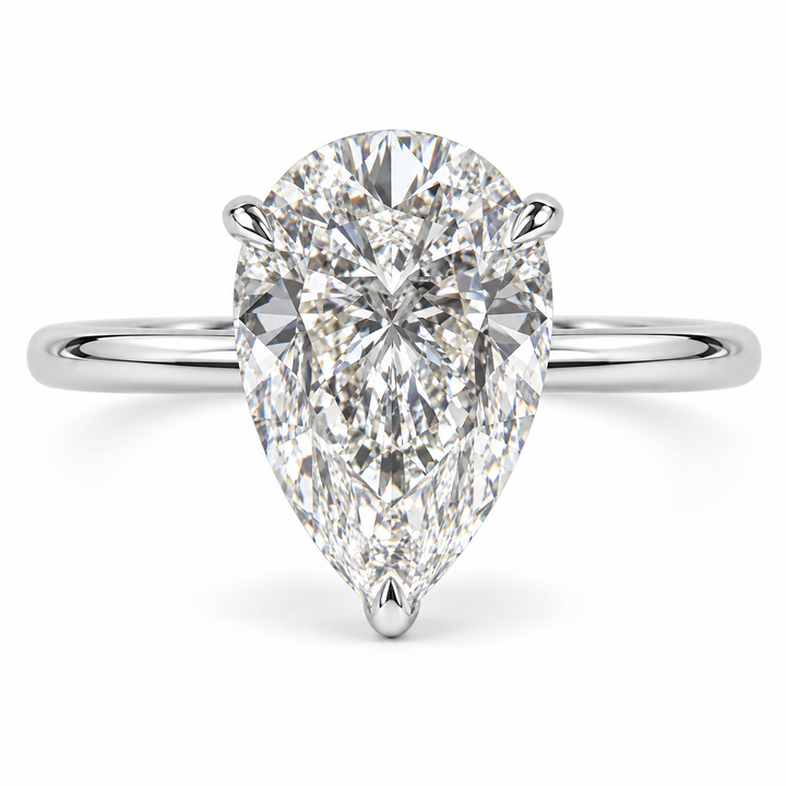 3.5 CT Pear Cut Lab-Grown Diamond Hidden Halo Engagement Ring – Elegant Luxury Design