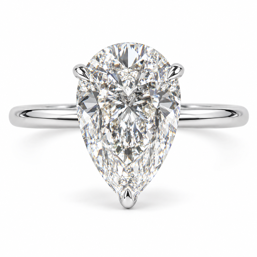 3.5 CT Pear Cut Lab-Grown Diamond Hidden Halo Engagement Ring – Elegant Luxury Design