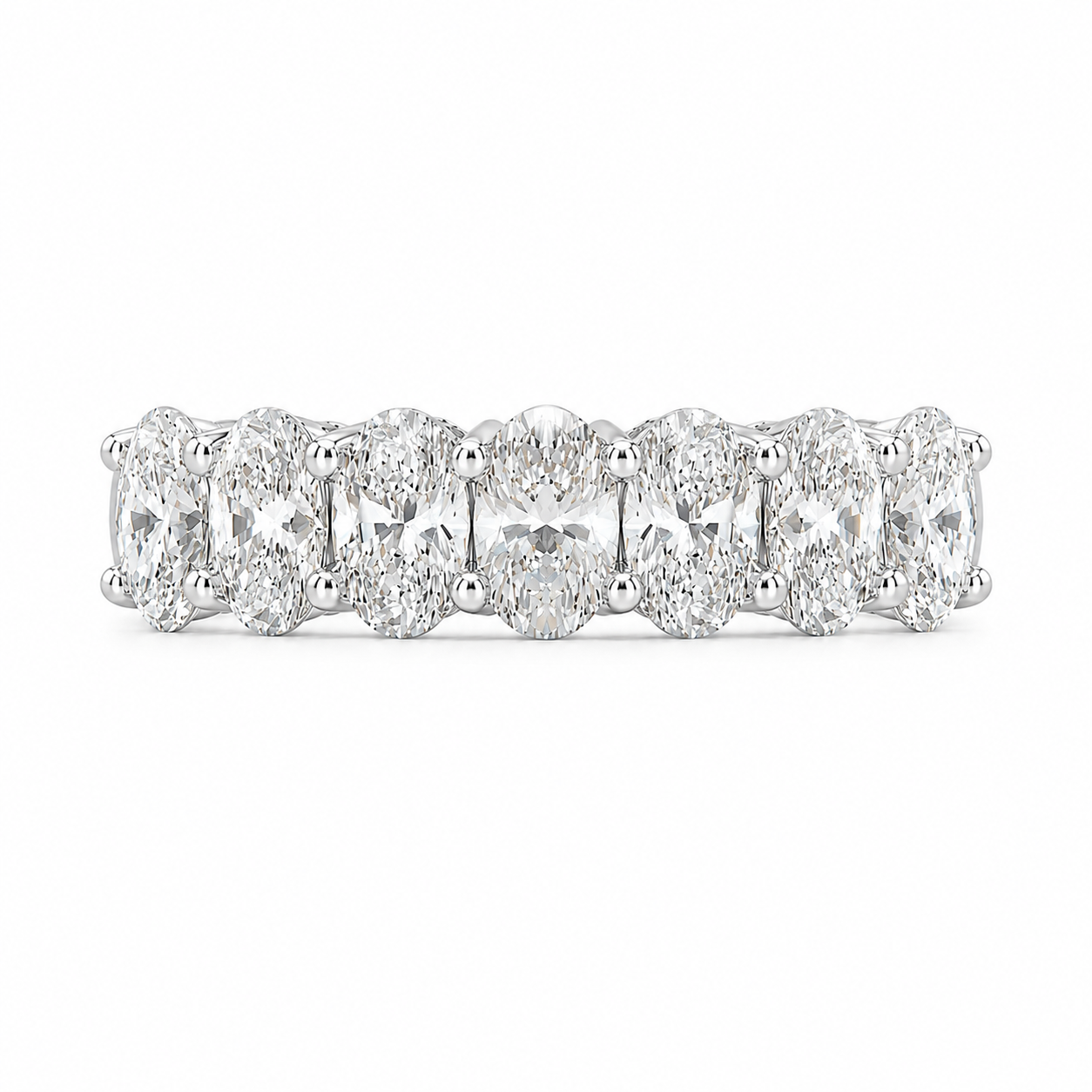 1.09 CT Lab-Grown Diamond Half Eternity Ring in 14K White Gold (D–F / VS1–VS2)