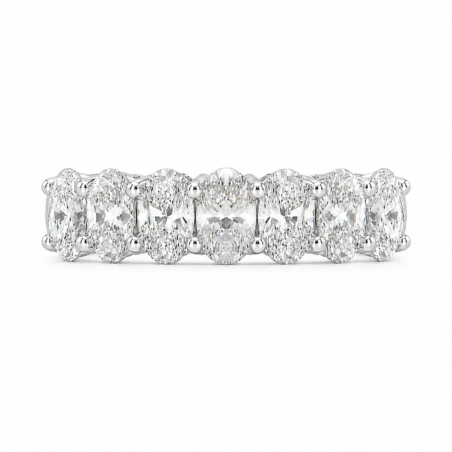 1.09 CT Lab-Grown Diamond Half Eternity Ring in 14K White Gold (D–F / VS1–VS2)