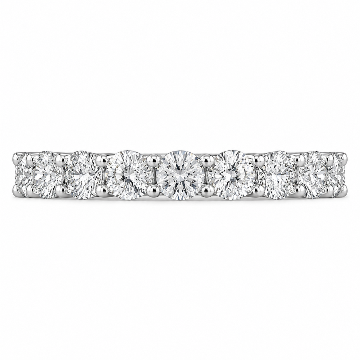 1.96 CT Lab-Grown Diamond Half Eternity Ring in 14K White Gold (D–F / VS1–VS2)