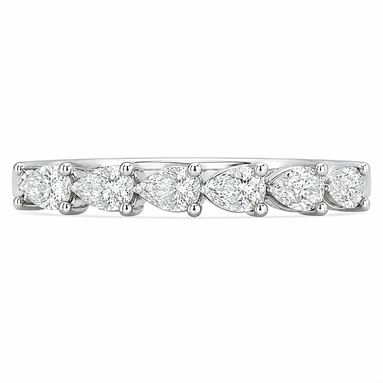 1.00 CT Lab-Grown Diamond Half Eternity Band in 14K White Gold (D–F / VS1–VS2)