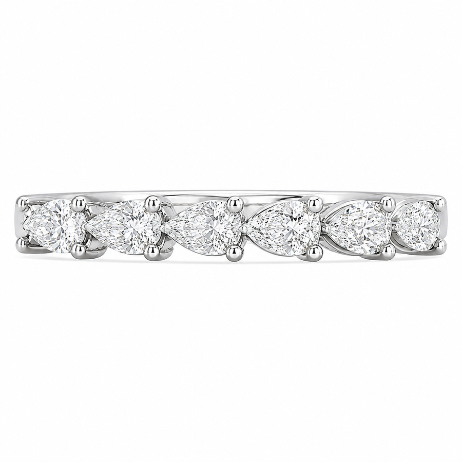 1.00 CT Lab-Grown Diamond Half Eternity Band in 14K White Gold (D–F / VS1–VS2)