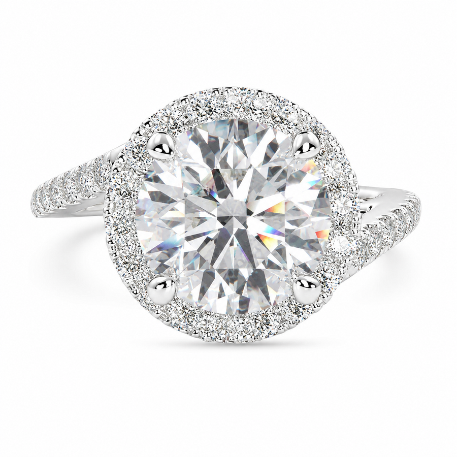 Paloma 3.35 Carat Round Cut Pave Halo Engagement Ring