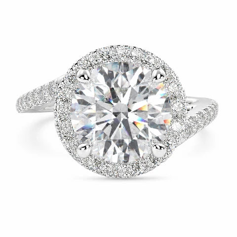 Paloma 1.35 Carat Round Cut Pave Halo Engagement Ring