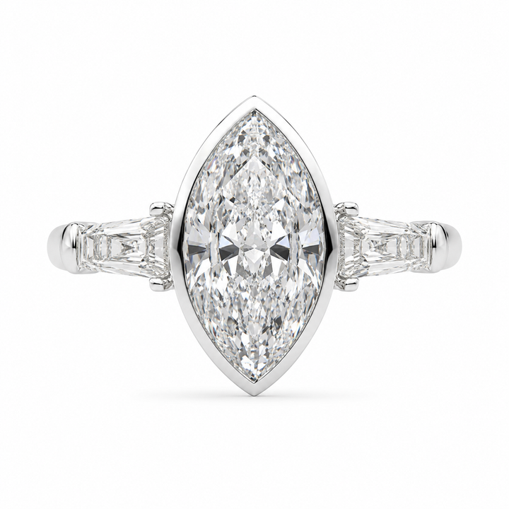 Emilia 4.5 Carat Marquise Cut Trilogy 3 Stone Engagement Ring — product image