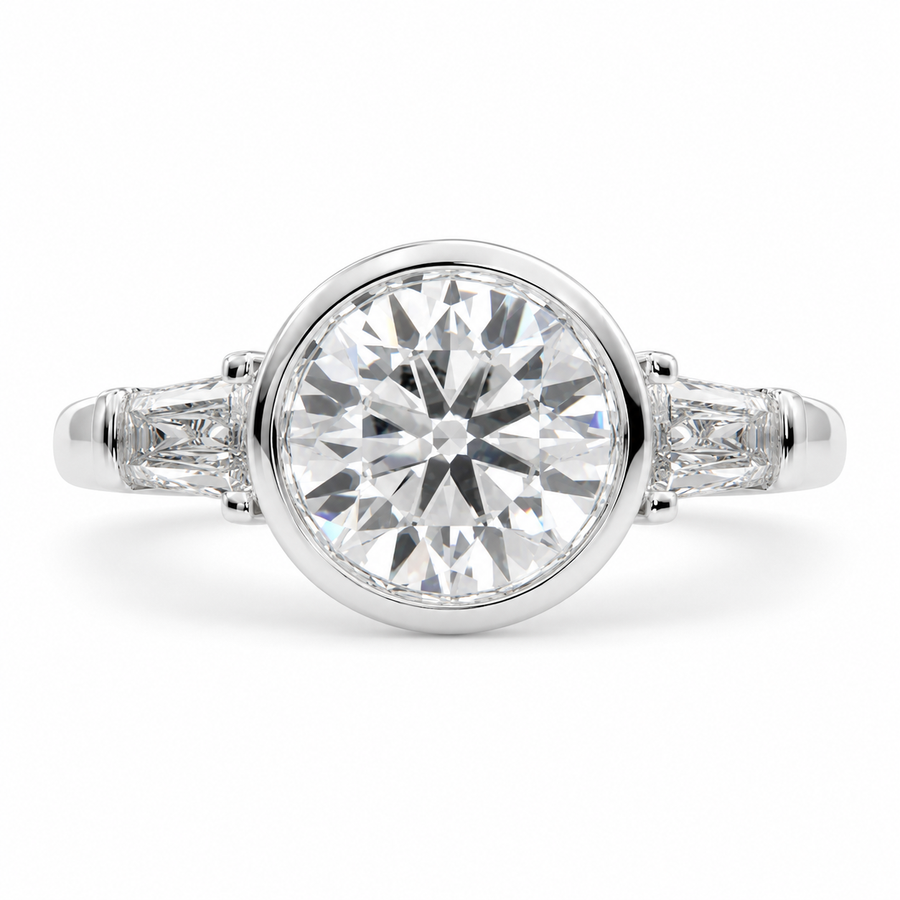 Emilia 1.5 Carat Round Cut Trilogy 3 Stone Engagement Ring