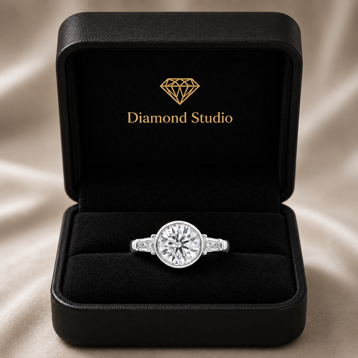 Emilia 3.5 Carat Round Cut Trilogy 3 Stone Engagement Ring
