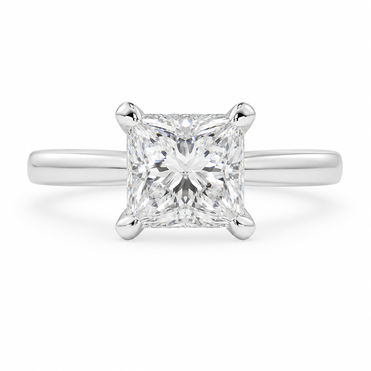 VS1 D Lab Grown Diamond Solitaire Princess Ring