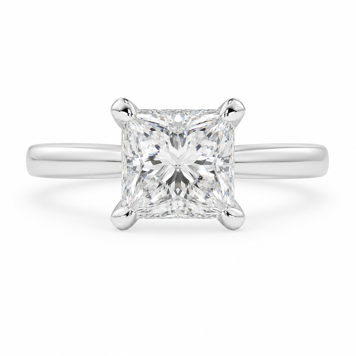 VS1 D Lab Grown Diamond Solitaire Princess Ring