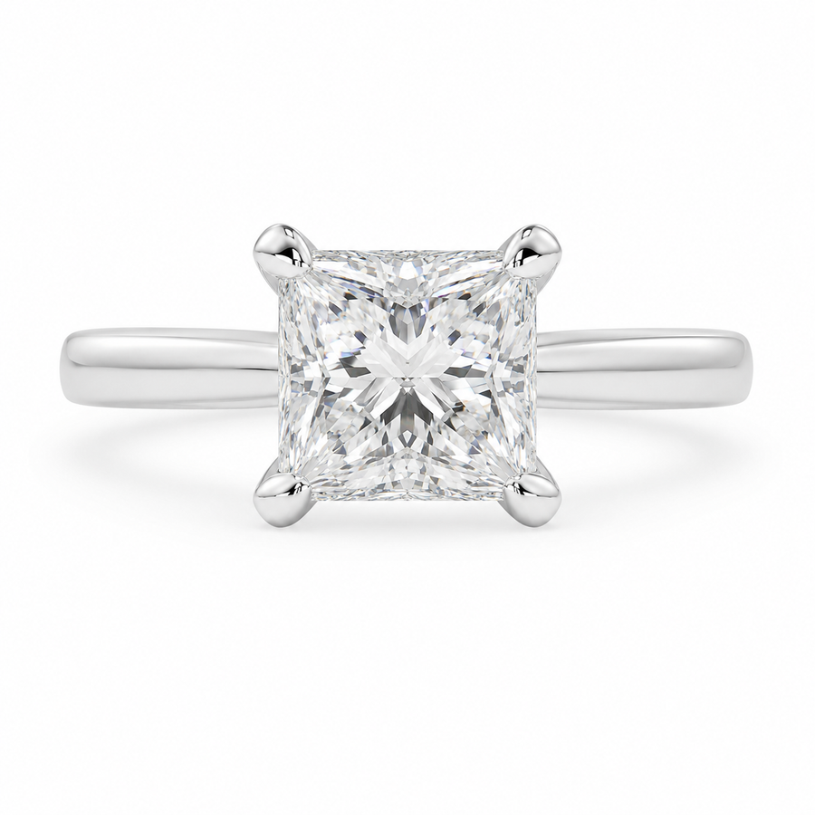 Juliana 3 Carat Princess Cut Classic Solitaire Engagement Ring