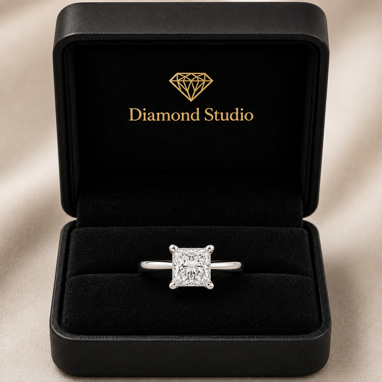 VS1 D Lab Grown Diamond Solitaire Princess Ring