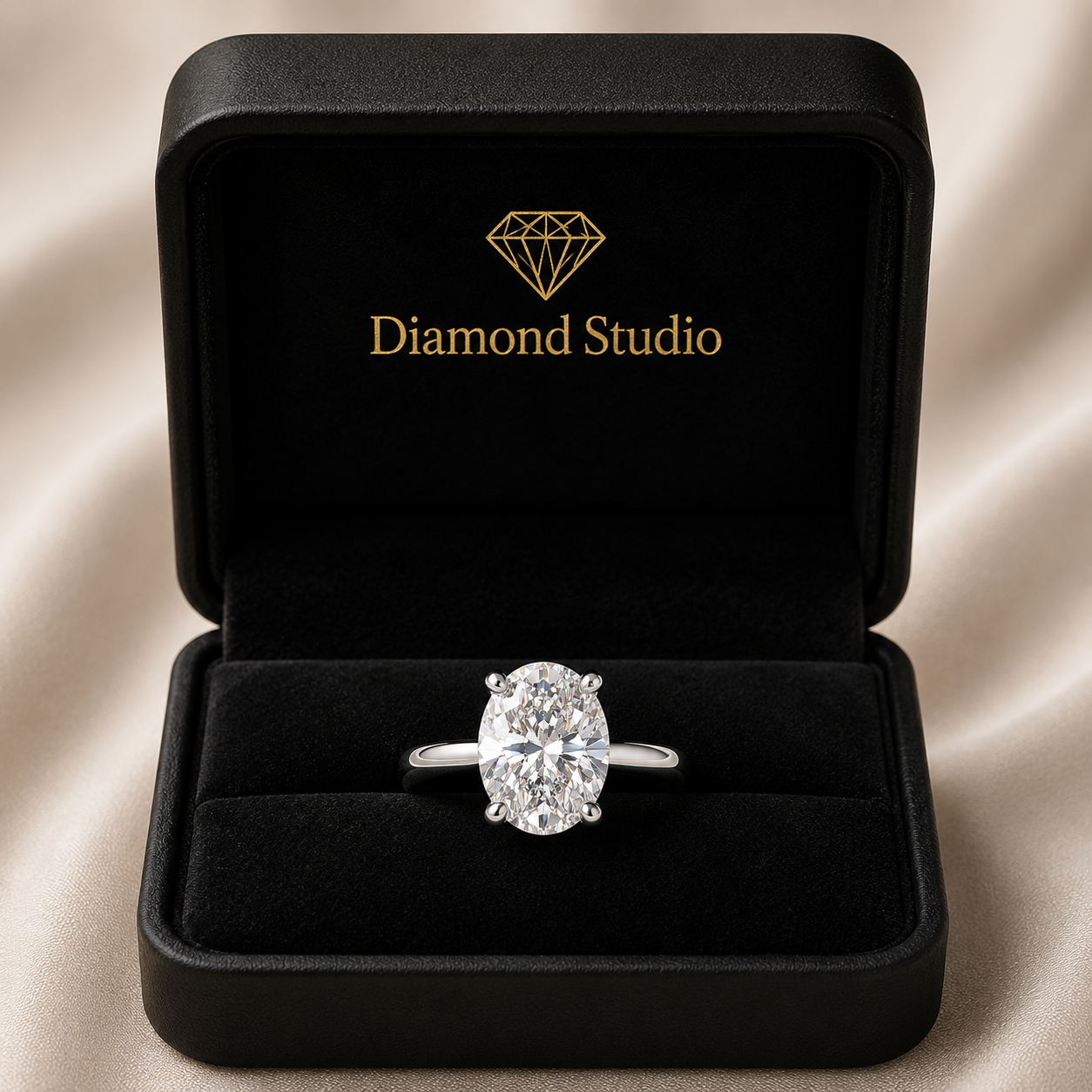 VS1 D Lab Grown Diamond Solitaire Oval Ring