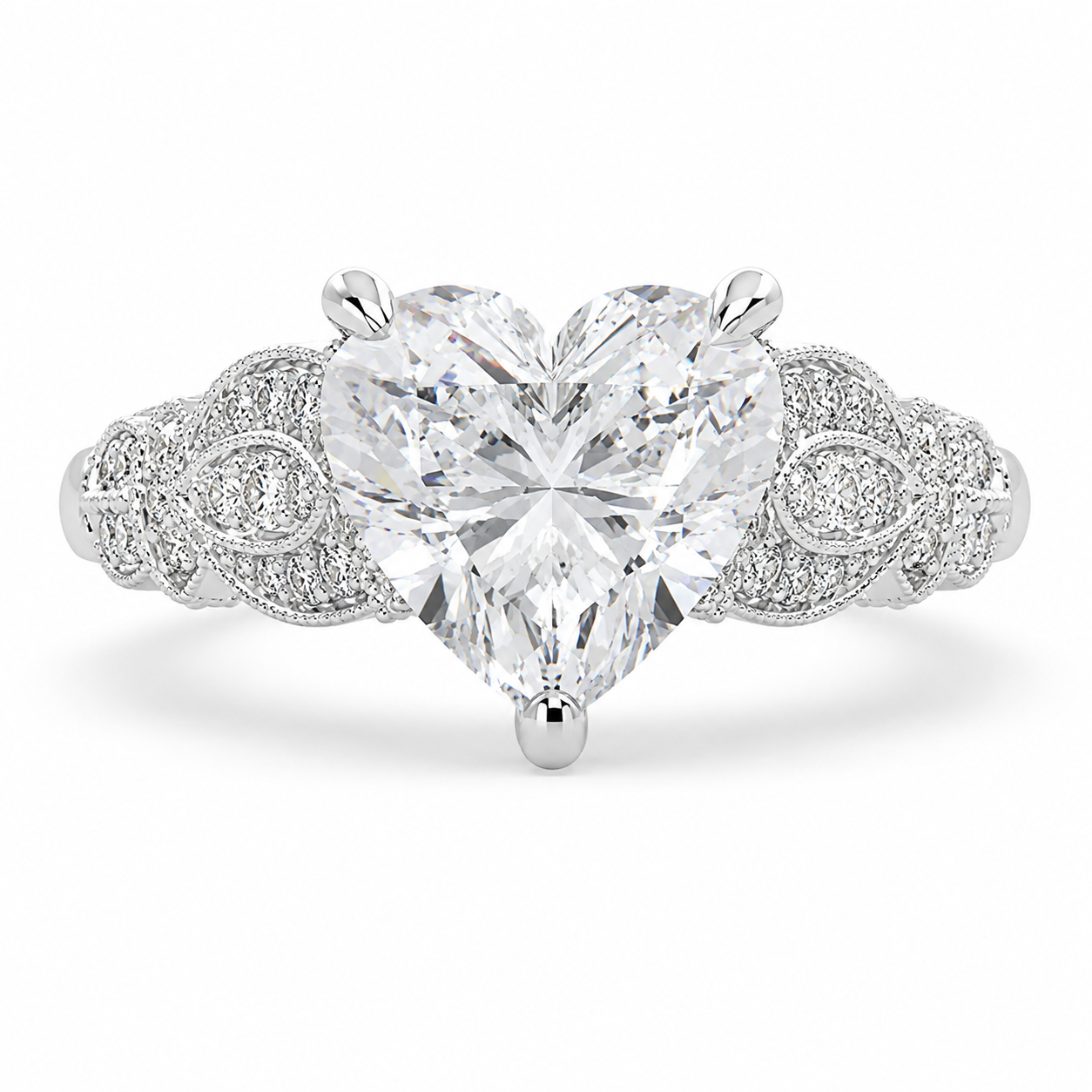 VS1 D Lab Grown Diamond Pave Heart Ring