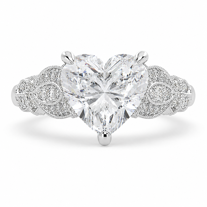 VS1 D Lab Grown Diamond Pave Heart Ring