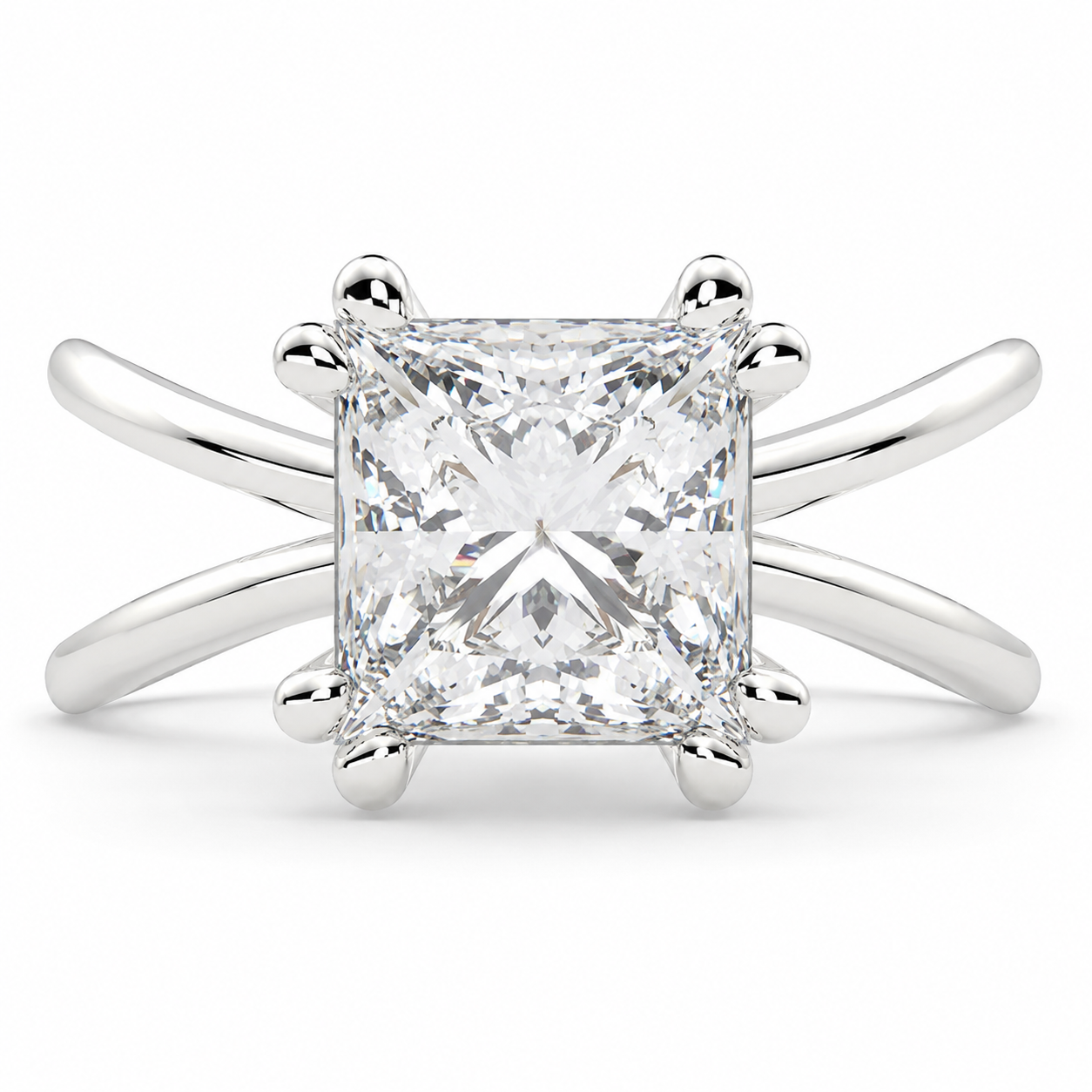 Tatiana  Princess Cut Solitaire Split Shank Engagement Ring