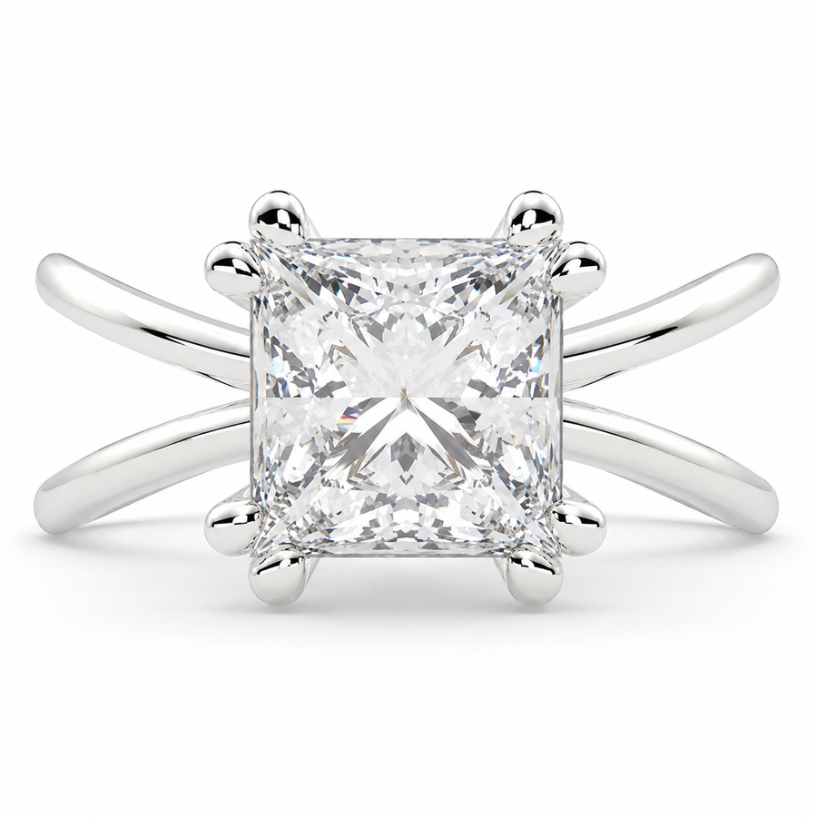 Tatiana 2 Carat Princess Cut Solitaire Split Shank Engagement Ring