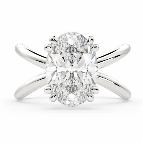 Tatiana 2 Carat Oval Cut Solitaire Split Shank Engagement Ring