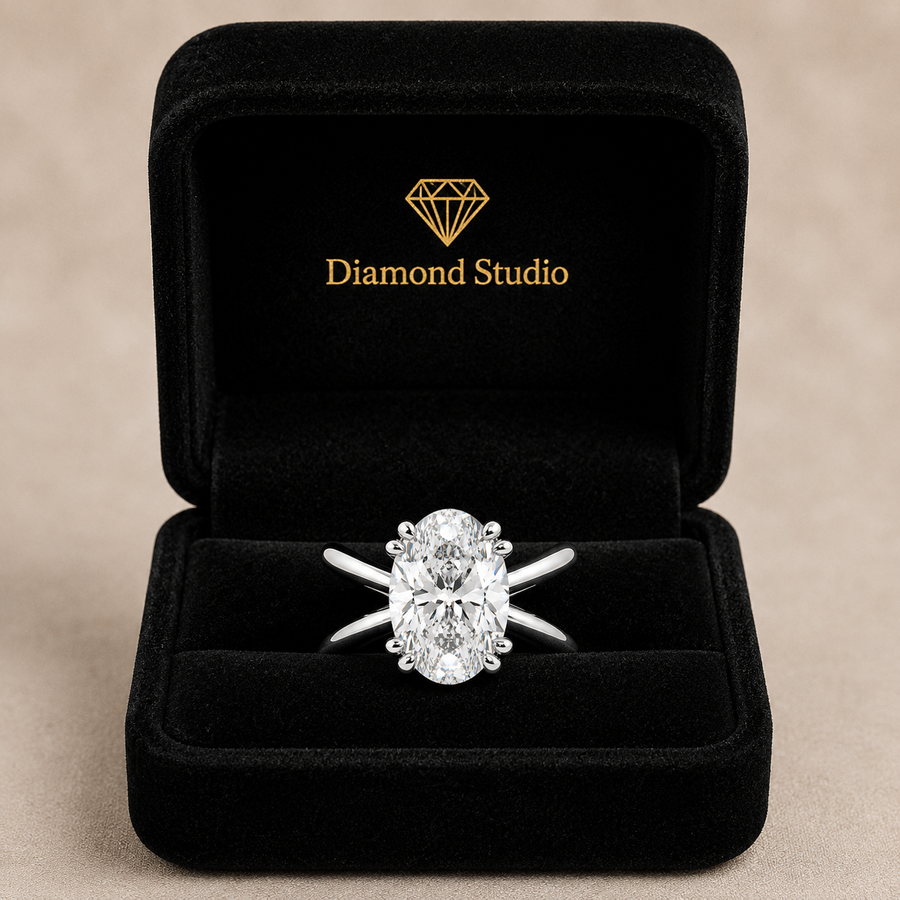 Tatiana 1 Carat Oval Cut Solitaire Split Shank Engagement Ring