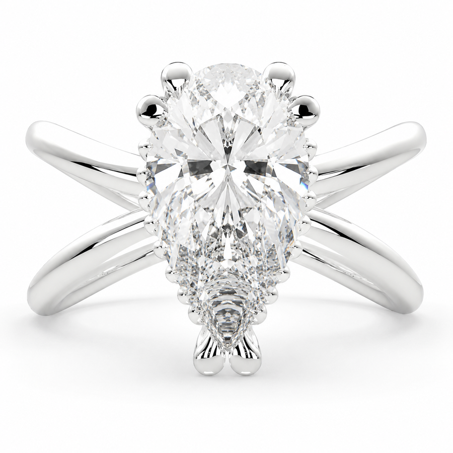 Tatiana 3 Carat Pear Cut Solitaire Split Shank Engagement Ring