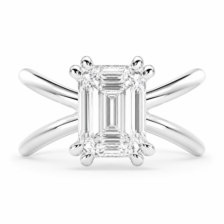 Tatiana 1 Carat Emerald Cut Solitaire Split Shank Engagement Ring — product image