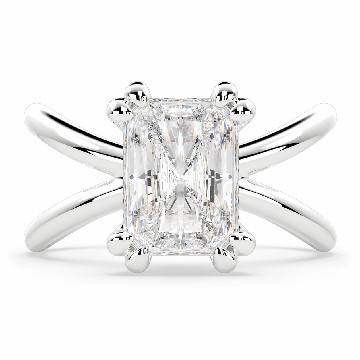 Tatiana 3 Carat Radiant Cut Solitaire Split Shank Engagement Ring
