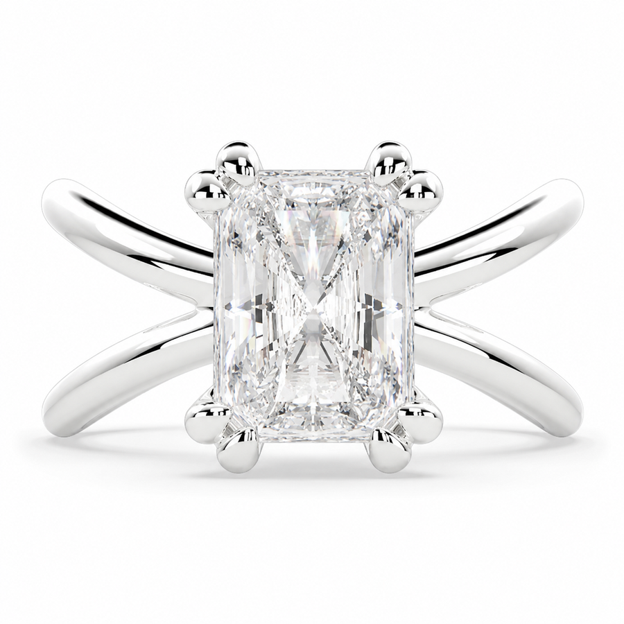 Tatiana 3 Carat Radiant Cut Solitaire Split Shank Engagement Ring