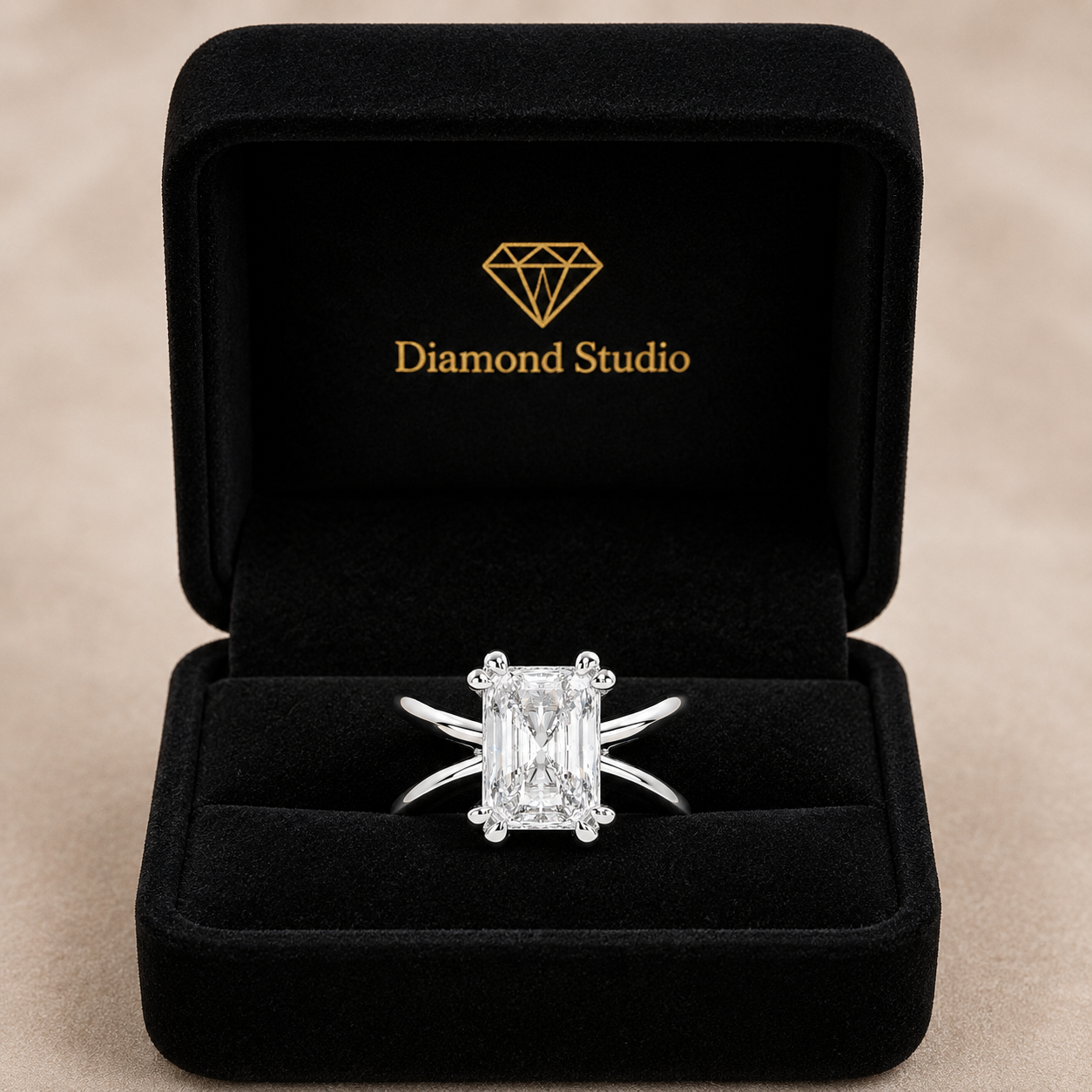 Tatiana 3 Carat Radiant Cut Solitaire Split Shank Engagement Ring