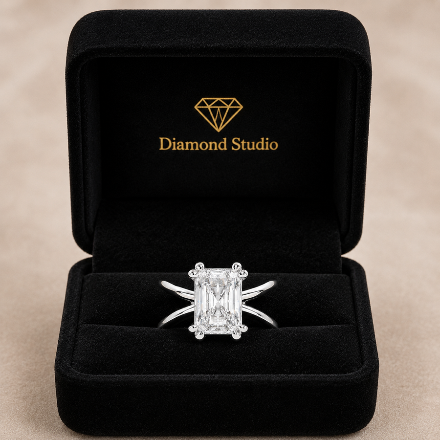 Tatiana 3 Carat Radiant Cut Solitaire Split Shank Engagement Ring