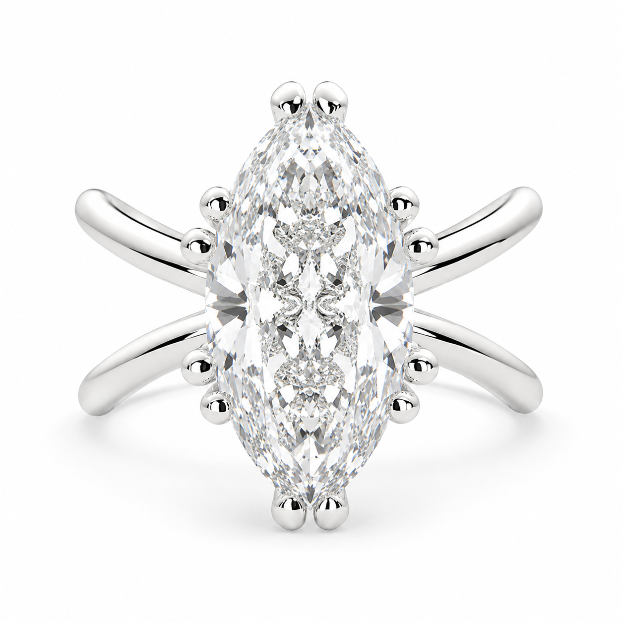 Tatiana 3 Carat Marquise Cut Solitaire Split Shank Engagement Ring