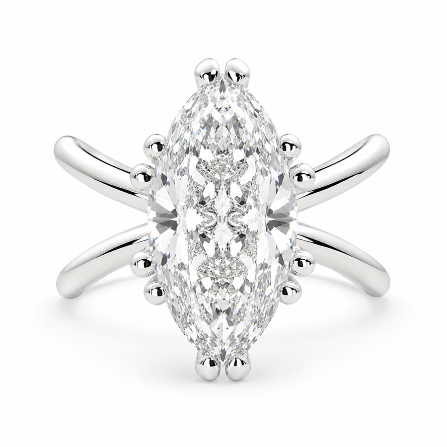Tatiana 3 Carat Marquise Cut Solitaire Split Shank Engagement Ring