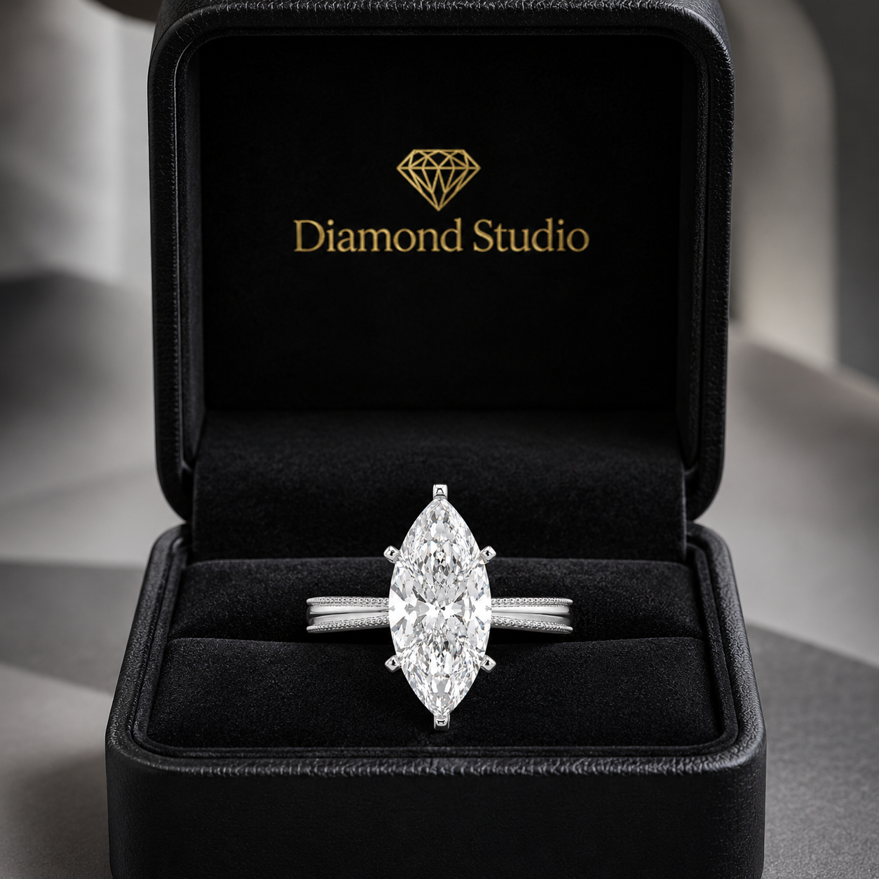 VS1 D Lab Grown Diamond Solitaire Marquise Ring